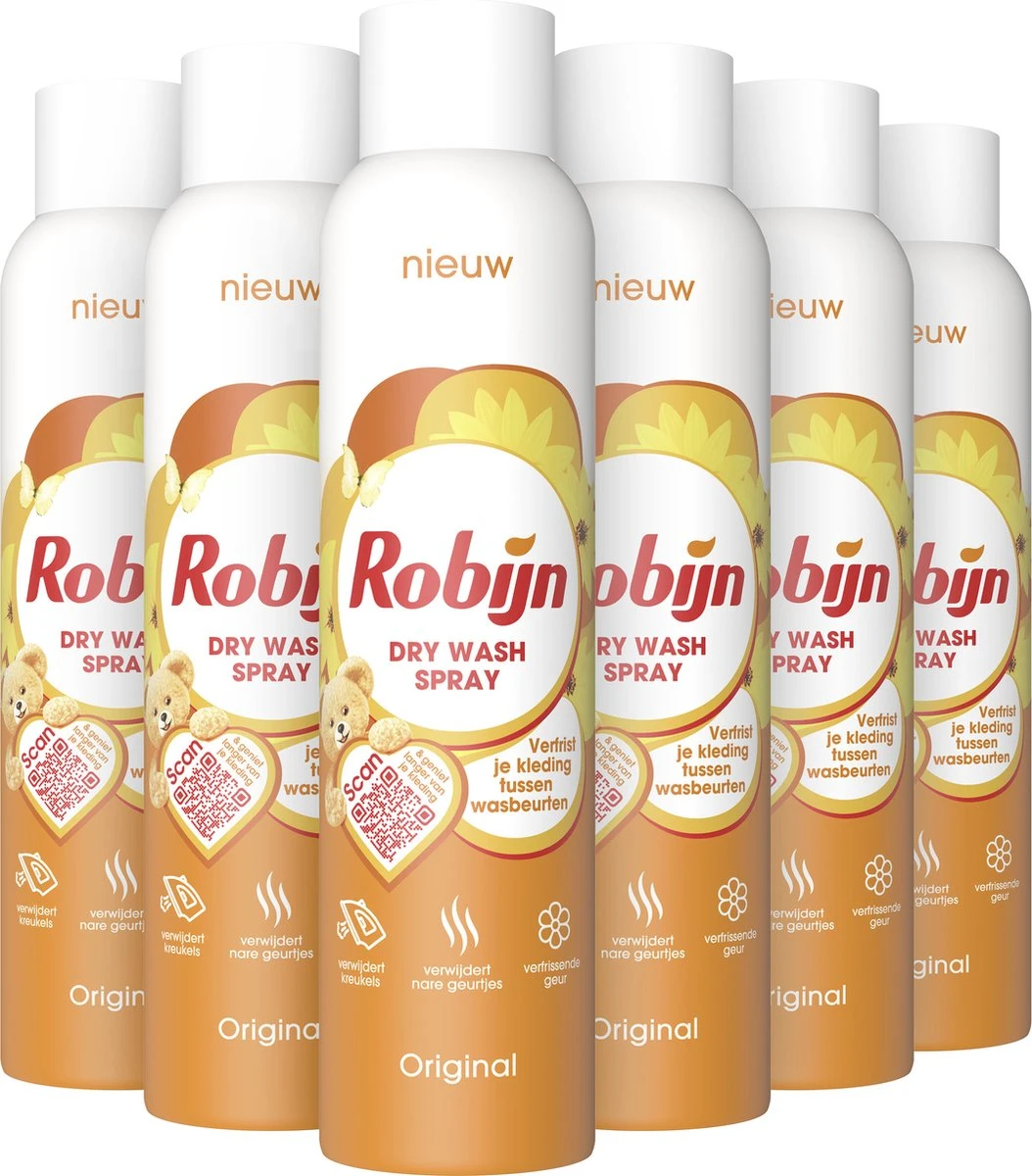 Robijn Original Dry Wash Spray - 6 X 200 Ml - Voordeelverpakking 4 Robijn Original Dry Wash Spray - 6 X 200 Ml - Voordeelverpakking - Afbeelding 2