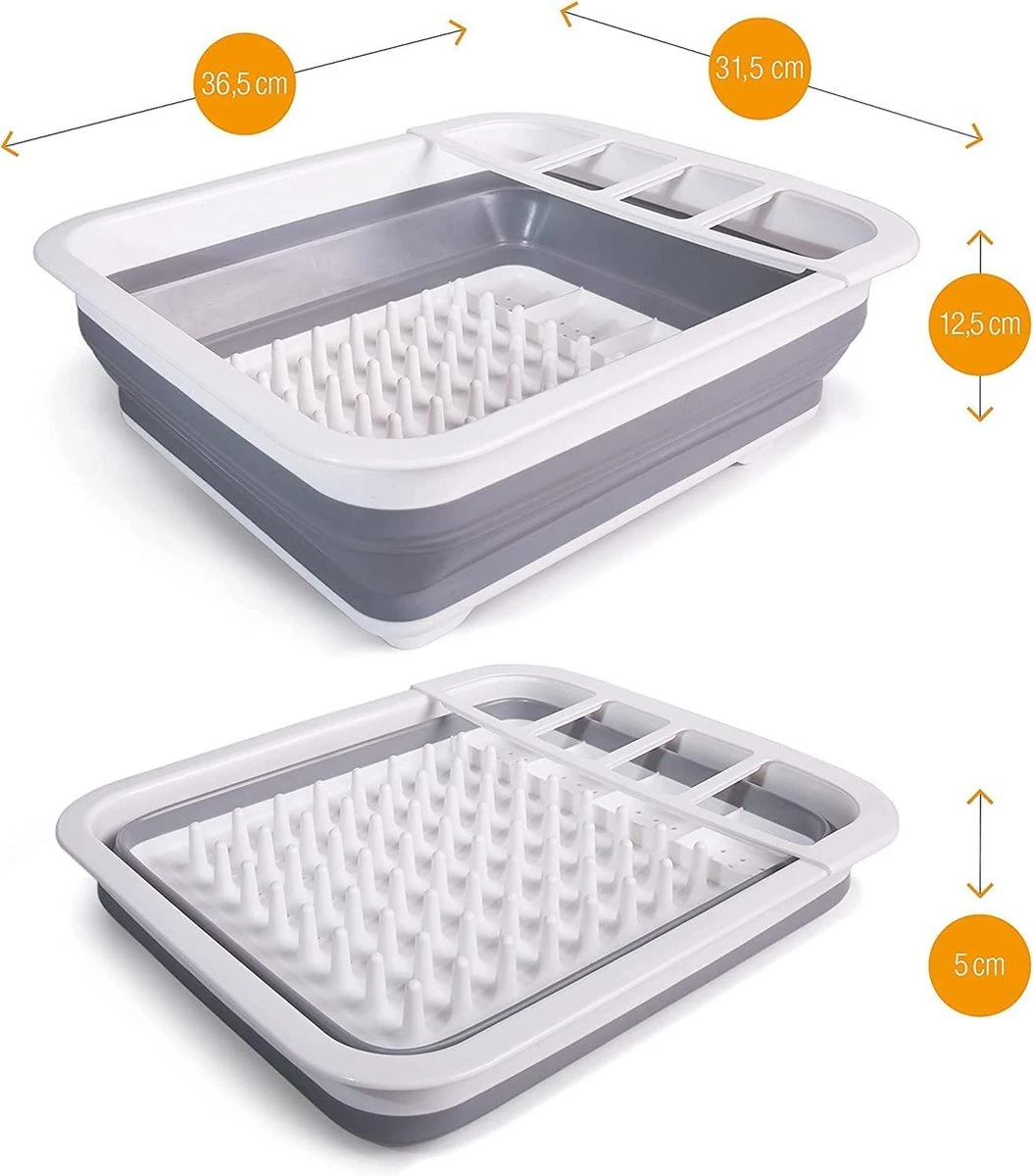 Amazy Afdruiprek Opvouwbaar & Bpa-vrij - Afdruiprek Voor Het Drogen Van Bestek, Borden, Glazen & Flessen - Afdruipmat In Grijs-wit Van Kunststof & Silicone Voor Gootsteen, Spoelbakken, Keuken 4 Amazy Afdruiprek Opvouwbaar & Bpa-vrij - Afdruiprek Voor Het Drogen Van Bestek, Borden, Glazen & Flessen - Afdruipmat In Grijs-wit Van Kunststof & Silicone Voor Gootsteen, Spoelbakken, Keuken - Afbeelding 2
