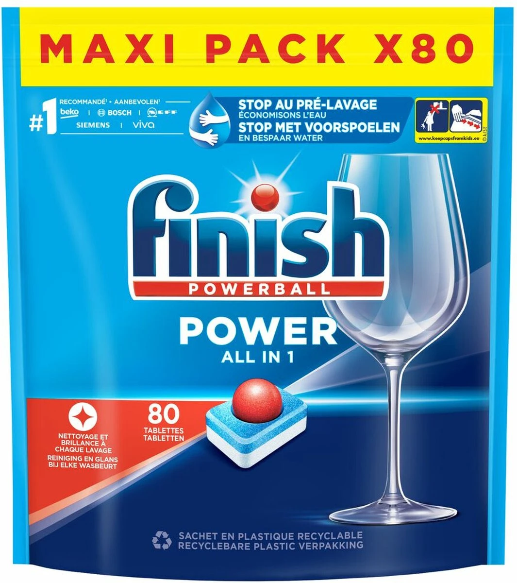 Finish Power All In One Regular Vaatwastabletten - 80 Stuks 9 Finish Power All In One Regular Vaatwastabletten - 80 Stuks - Afbeelding 7