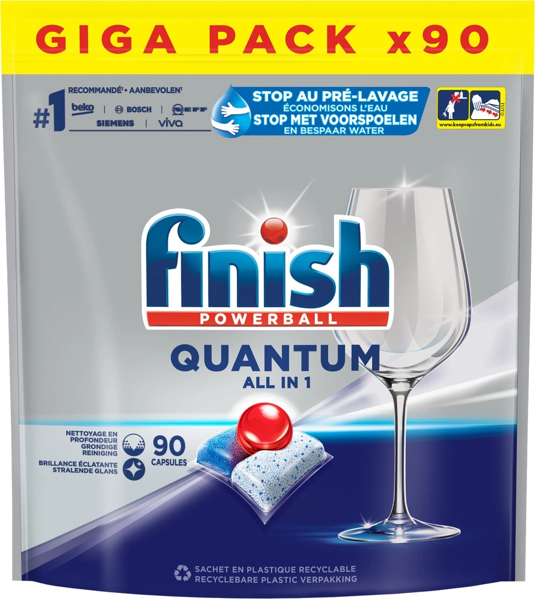 Finish Quantum All In One Regular Vaatwastabletten - 90 Capsules 3 Finish Quantum All In One Regular Vaatwastabletten - 90 Capsules
