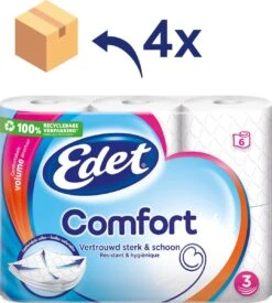 Edet Comfort Toiletpapier - 3-laags - 24 Rollen -Dagelijkse Benodigdheden Winkel 1077x1200
