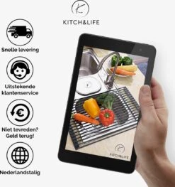 Kitch&Life Afdruiprek Oprolbaar - Mat Zwart - Pannenonderzetter - Afdruipmat - Keukenrek 3-in-1 17 Kitch&Life Afdruiprek Oprolbaar - Mat Zwart - Pannenonderzetter - Afdruipmat - Keukenrek 3-in-1 -Dagelijkse Benodigdheden Winkel 1125x1200