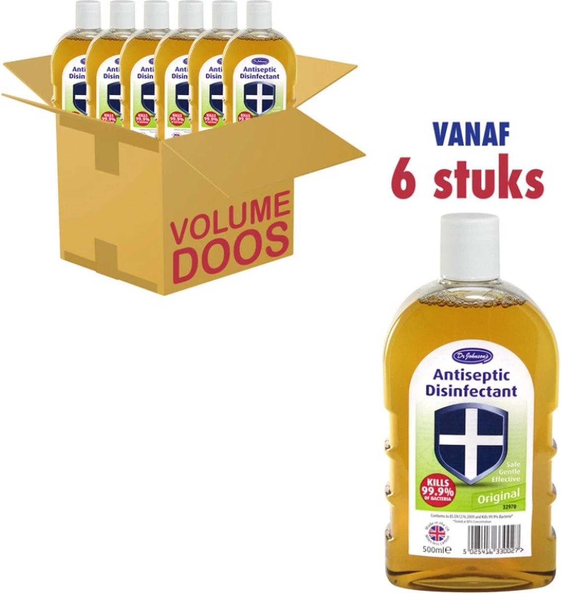 Dr Johnsons Ontsmettingsmiddel - 6 X 500ml Voordeelverpakking - Dettol Antiseptic Alternatief 3 Dr Johnsons Ontsmettingsmiddel - 6 X 500ml Voordeelverpakking - Dettol Antiseptic Alternatief
