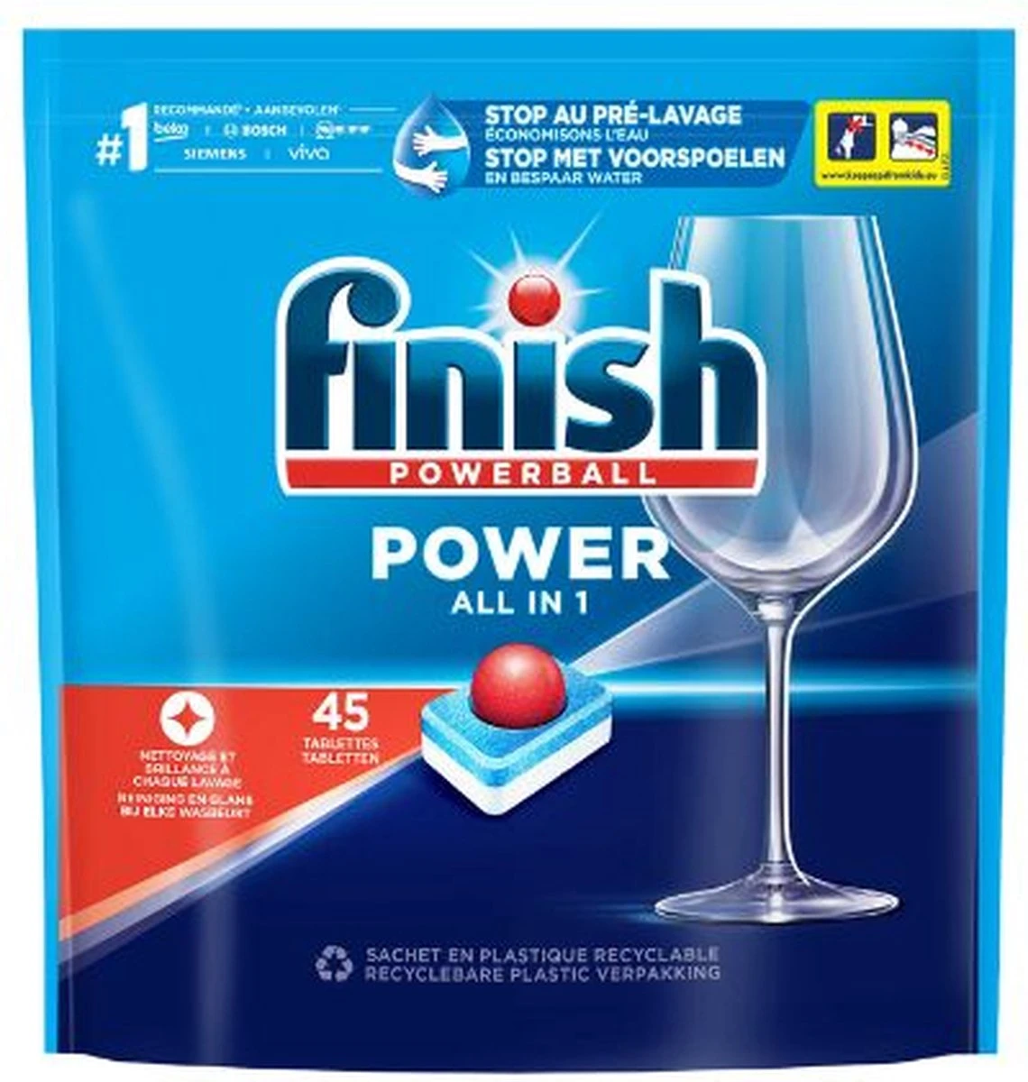 Finish Power All In 1 Regular Vaatwastabletten - 45 Stuks 3 Finish Power All In 1 Regular Vaatwastabletten - 45 Stuks