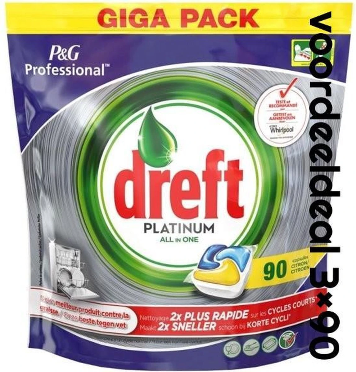 Dreft Platinum - All In One Lemon Voordeeldeal 270 Vaatwastabletten / Jaardoos / Megadeal / Voordeeldoos 5 Dreft Platinum - All In One Lemon Voordeeldeal 270 Vaatwastabletten / Jaardoos / Megadeal / Voordeeldoos - Afbeelding 3