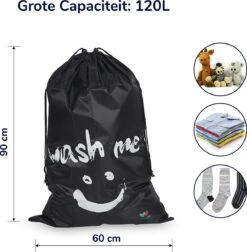 Wonair - Grote Waszak - Laundry Bag - Wash Me - 60x90cm - Zwart - Met Trekkoord 17 Wonair - Grote Waszak - Laundry Bag - Wash Me - 60x90cm - Zwart - Met Trekkoord -Dagelijkse Benodigdheden Winkel 1178x1200 10