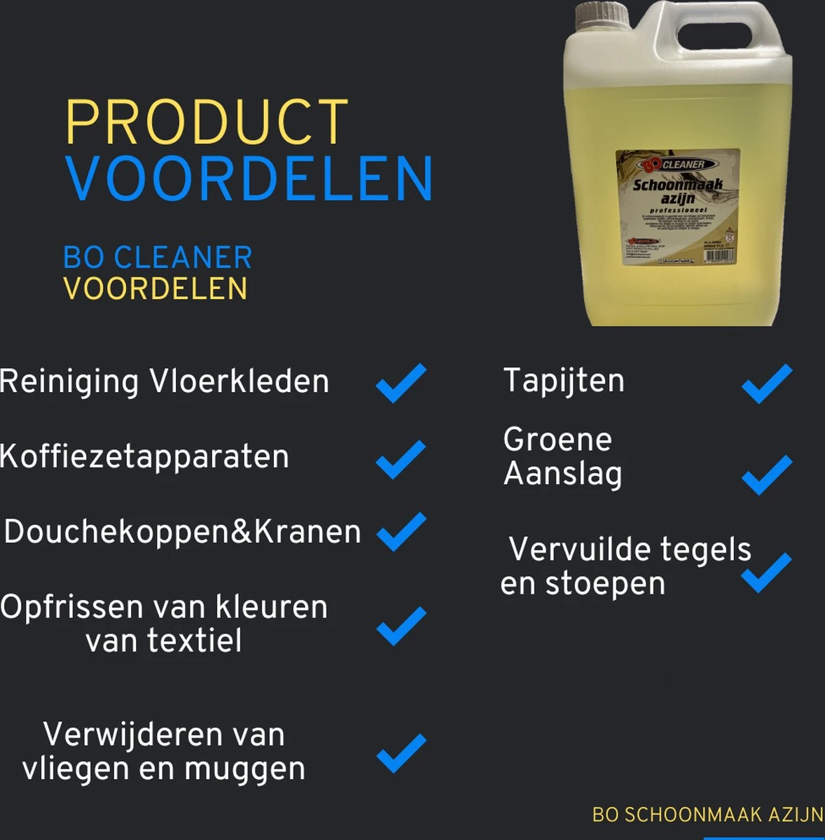 BO Cleaner - Schoonmaak Azijn - 3x 5 Liter - VOORDEEL VERPAKKING - Reiniger - Professioneel - BEST SELLER - Azijn - Tegels- Groene Aanslag - Schoonmaak - 15L 4 BO Cleaner - Schoonmaak Azijn - 3x 5 Liter - VOORDEEL VERPAKKING - Reiniger - Professioneel - BEST SELLER - Azijn - Tegels- Groene Aanslag - Schoonmaak - 15L - Afbeelding 2