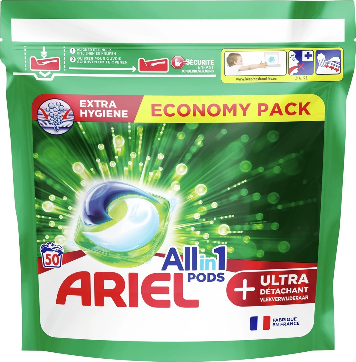Ariel All In 1 Wasmiddel Pods + Ultra Vlekverwijderaar - 2x50 Wasbeurten - Voordeelverpakking 4 Ariel All In 1 Wasmiddel Pods + Ultra Vlekverwijderaar - 2x50 Wasbeurten - Voordeelverpakking - Afbeelding 2