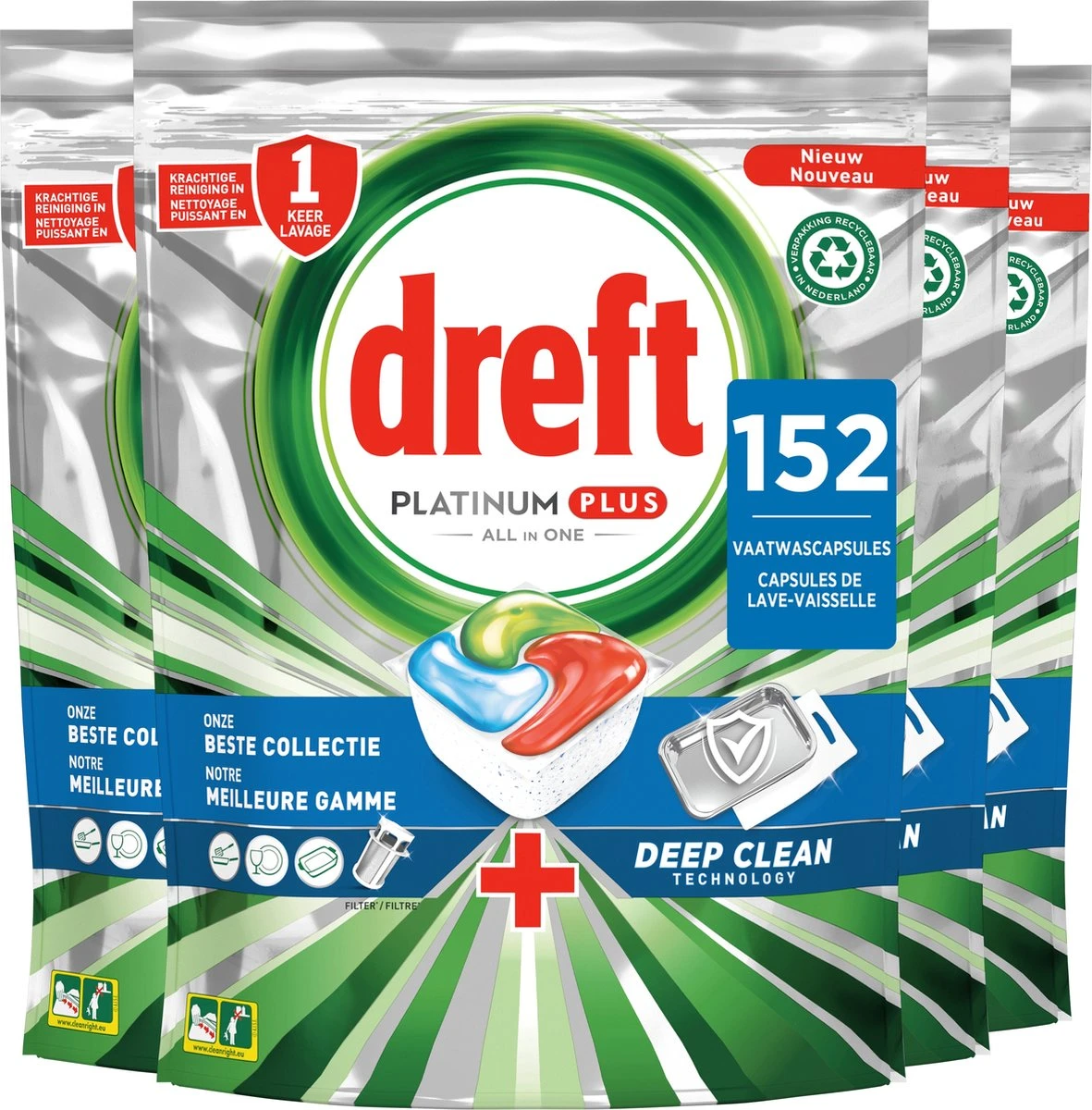 Dreft Platinum Plus All In One Vaatwastabletten - Deep Clean - Voordeelverpakking 4 X 38 Stuks 3 Dreft Platinum Plus All In One Vaatwastabletten - Deep Clean - Voordeelverpakking 4 X 38 Stuks