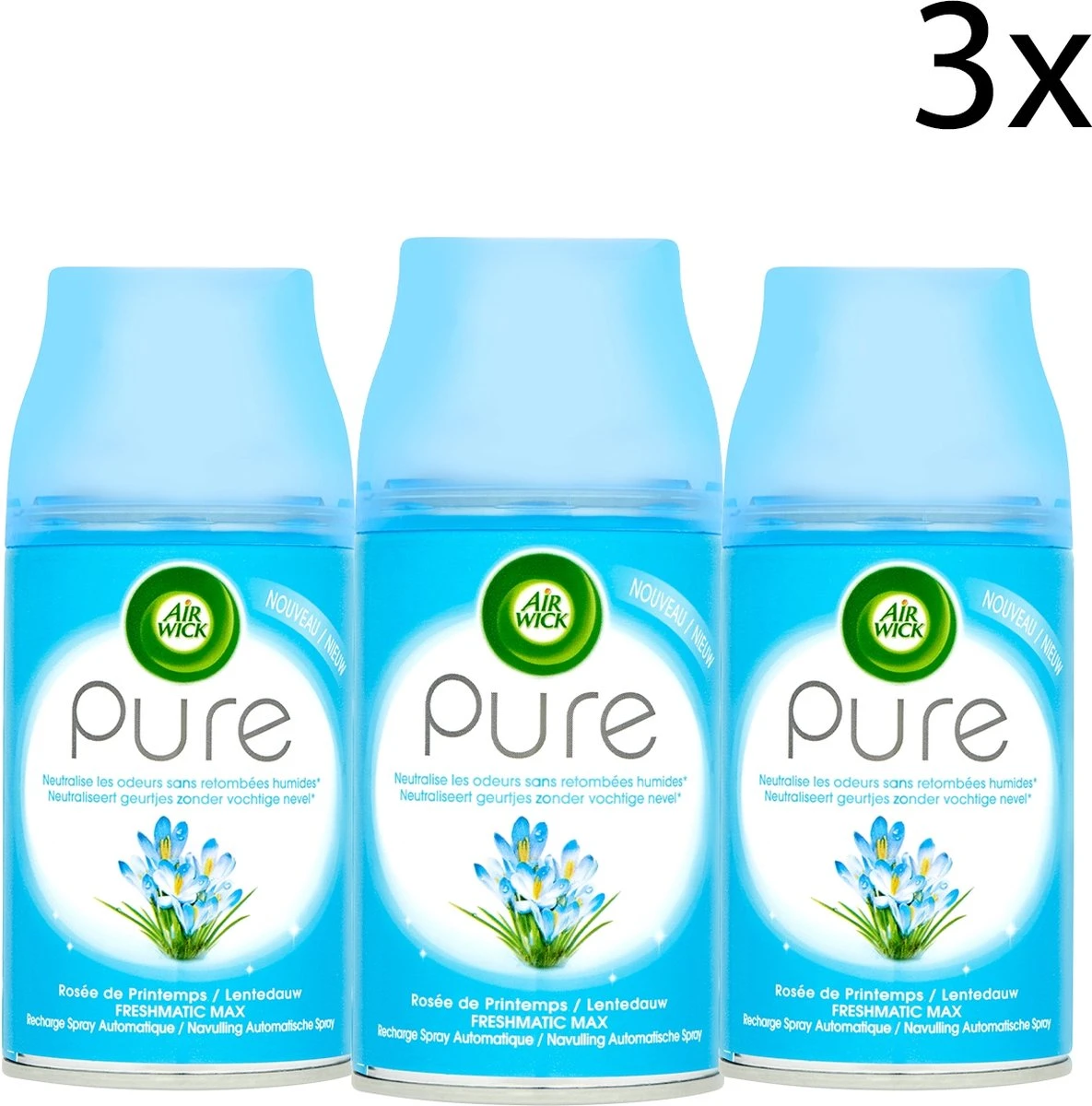 Air Wick Freshmatic Automatische Spray - Luchtverfrisser - Pure Lentedauw Navulling - 3 Stuks 3 Air Wick Freshmatic Automatische Spray - Luchtverfrisser - Pure Lentedauw Navulling - 3 Stuks