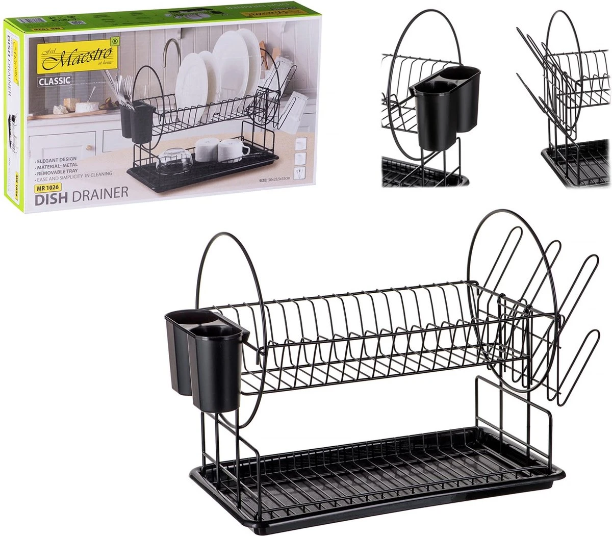 Maestro - Afdruiprek 2 Bestekrekken Wateropvangbak - 50cm 6 Maestro - Afdruiprek 2 Bestekrekken Wateropvangbak - 50cm - Afbeelding 4