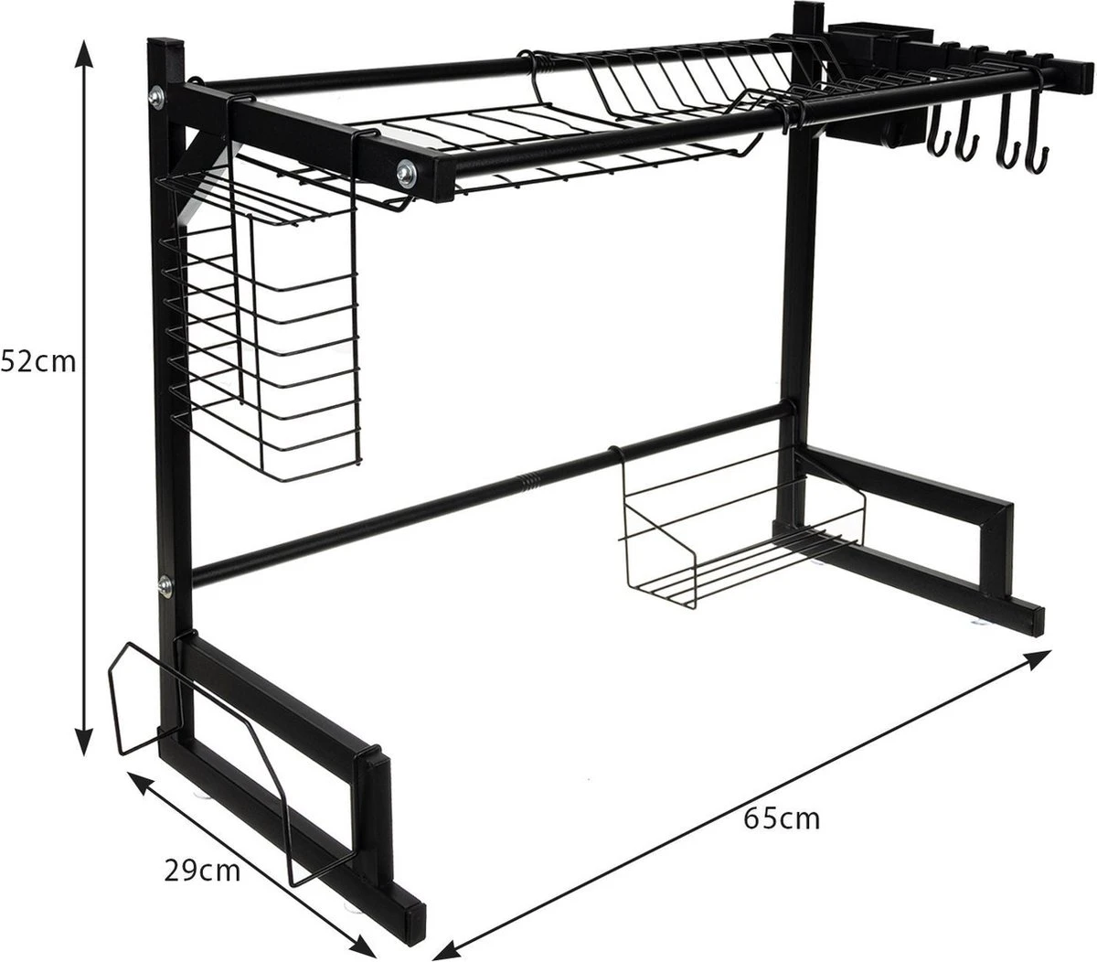 Afdruiprek Droger Zwart Voor Bestek Boven De Gootsteen 65 Cm X 29 Cm X 52 Cm 8 Afdruiprek Droger Zwart Voor Bestek Boven De Gootsteen 65 Cm X 29 Cm X 52 Cm - Afbeelding 6
