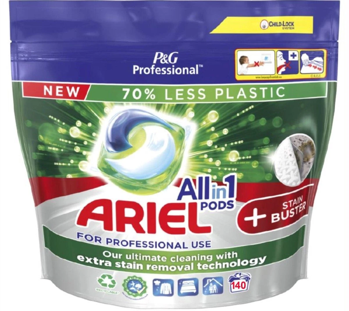 Ariel All In 1 Pods + Stain Buster- 2x70 Wasbeurten - Voordeelverpakking 3 Ariel All In 1 Pods + Stain Buster- 2x70 Wasbeurten - Voordeelverpakking
