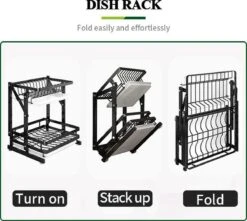 TammaT - Afdruiprek Met Lekbak 2 Laags – Inklapbaar - Afwasrek – Met 2 Lekbakken – Extra Accessories Voor Servies En Snijplanken - RVS - 38x35x26,5cm 23 TammaT - Afdruiprek Met Lekbak 2 Laags – Inklapbaar - Afwasrek – Met 2 Lekbakken – Extra Accessories Voor Servies En Snijplanken - RVS - 38x35x26,5cm -Dagelijkse Benodigdheden Winkel 1200x1076