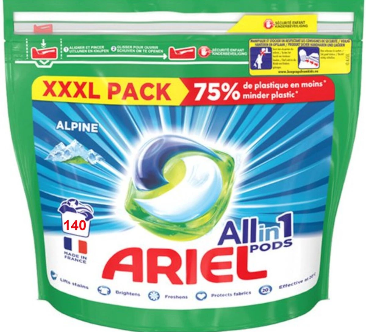 Ariel All In 1 Wasmiddel Pods Alpine - 2x70 Wasbeurten - Voordeelverpakking 3 Ariel All In 1 Wasmiddel Pods Alpine - 2x70 Wasbeurten - Voordeelverpakking