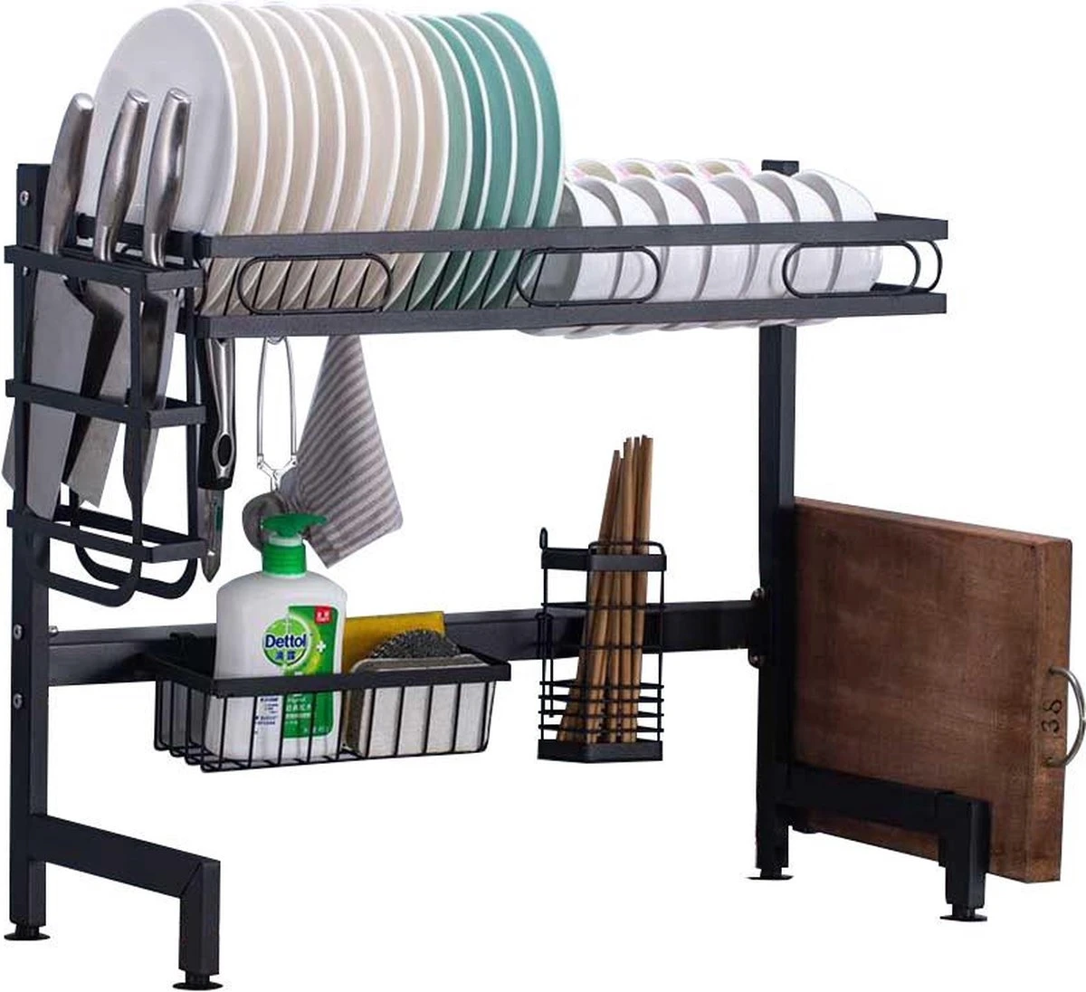 Afdruiprek Voor Boven Gootsteen - Keukenhulp - Keukenrek - Industriële Look - Bordenrek 3 Afdruiprek Voor Boven Gootsteen - Keukenhulp - Keukenrek - Industriële Look - Bordenrek