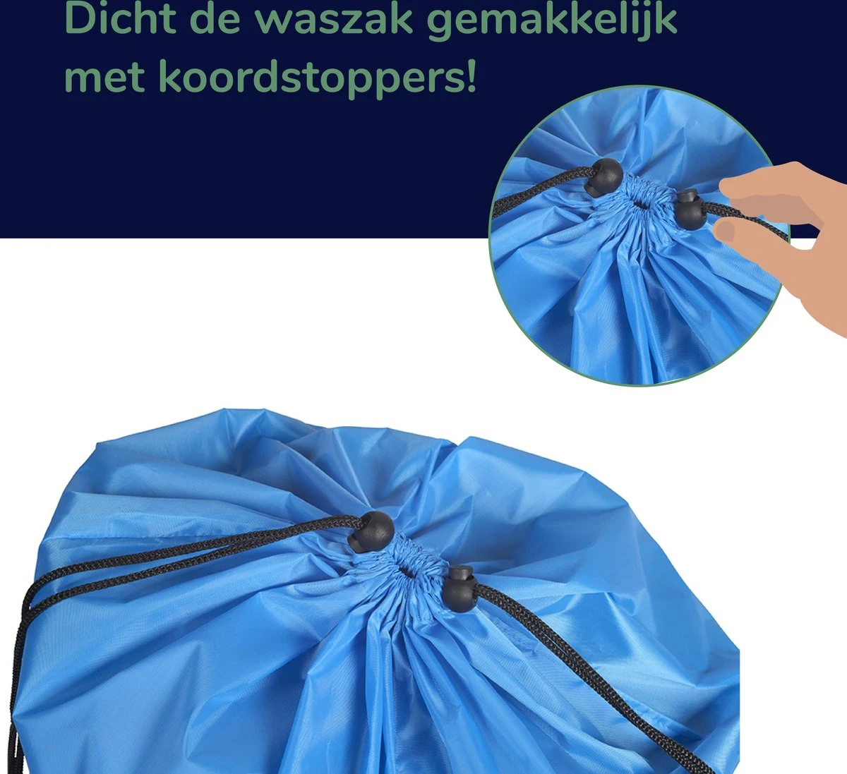 Wonair - Waszakken Voor Wasgoed - 60x90cm - Hemelsblauw - Met Trekkoord 4 Wonair - Waszakken Voor Wasgoed - 60x90cm - Hemelsblauw - Met Trekkoord - Afbeelding 2
