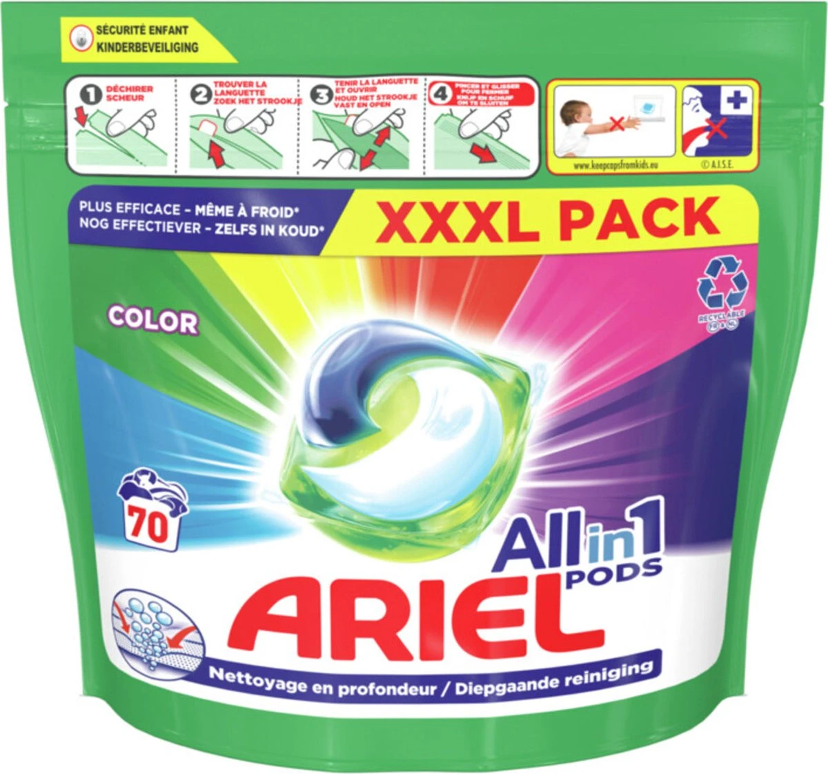 Ariel All-in-1 Pods - Color - 70 Stuks / Wasbeurten - XXXL Pack 3 Ariel All-in-1 Pods - Color - 70 Stuks / Wasbeurten - XXXL Pack