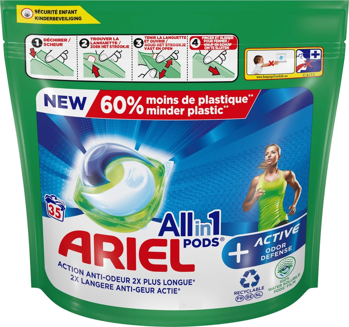 Ariel All In 1 Pods + Actieve Geurbestrijding - Wasmiddel Wascapsules - 3 X 35 Wasbeurten - Voordeelverpakking 6 Ariel All In 1 Pods + Actieve Geurbestrijding - Wasmiddel Wascapsules - 3 X 35 Wasbeurten - Voordeelverpakking - Afbeelding 4