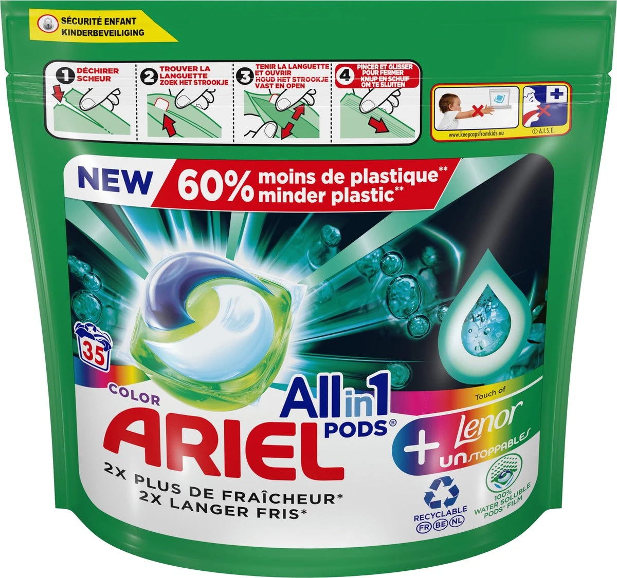 Ariel All In 1 Wasmiddel Pods Kleur + Lenor Unstoppables - 35 Wasbeurten 3 Ariel All In 1 Wasmiddel Pods Kleur + Lenor Unstoppables - 35 Wasbeurten