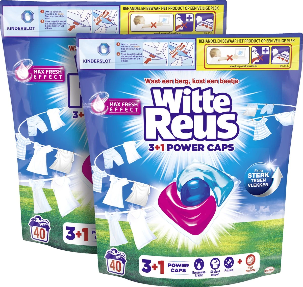Witte Reus Power Caps Wascapsules - Wasmiddel Capsules - Voordeelverpakking - 2x40 Wasbeurten 5 Witte Reus Power Caps Wascapsules - Wasmiddel Capsules - Voordeelverpakking - 2x40 Wasbeurten - Afbeelding 3