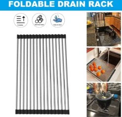 IBright Oprolbare Afdruiprek - Pannen Rooster Hittebestendig - Afdruiprooster - Pannenonderzetter - RVS Zwart 12 IBright Oprolbare Afdruiprek - Pannen Rooster Hittebestendig - Afdruiprooster - Pannenonderzetter - RVS Zwart -Dagelijkse Benodigdheden Winkel 1200x1155