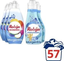 Robijn Morgenfris Wasmiddel En Wasverzachter - 57 Wasbeurten - Voordeelverpakking 10 Robijn Morgenfris Wasmiddel En Wasverzachter - 57 Wasbeurten - Voordeelverpakking -Dagelijkse Benodigdheden Winkel 1200x1163 1