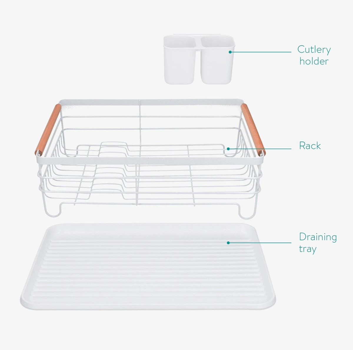 Navaris Afdruiprek Met Uitneembare Bestekhouder - Afwasrek Met Losse Lekbak - Vaatwasrek Met Plateau - Voor Bestek, Borden, Schalen En Pannen 7 Navaris Afdruiprek Met Uitneembare Bestekhouder - Afwasrek Met Losse Lekbak - Vaatwasrek Met Plateau - Voor Bestek, Borden, Schalen En Pannen - Afbeelding 5