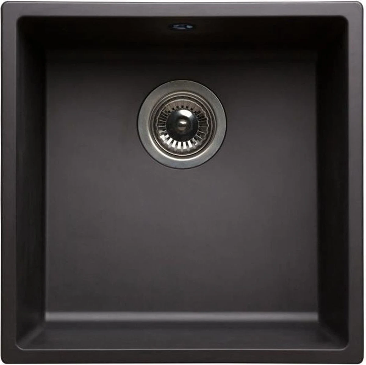 NORD INOX Ingebouwde Gootsteen 1 Kom + 1 Manddrain Zonder Afdruiprek - Hars - 40 X 40 X 20 Cm - Zwart 3 NORD INOX Ingebouwde Gootsteen 1 Kom + 1 Manddrain Zonder Afdruiprek - Hars - 40 X 40 X 20 Cm - Zwart