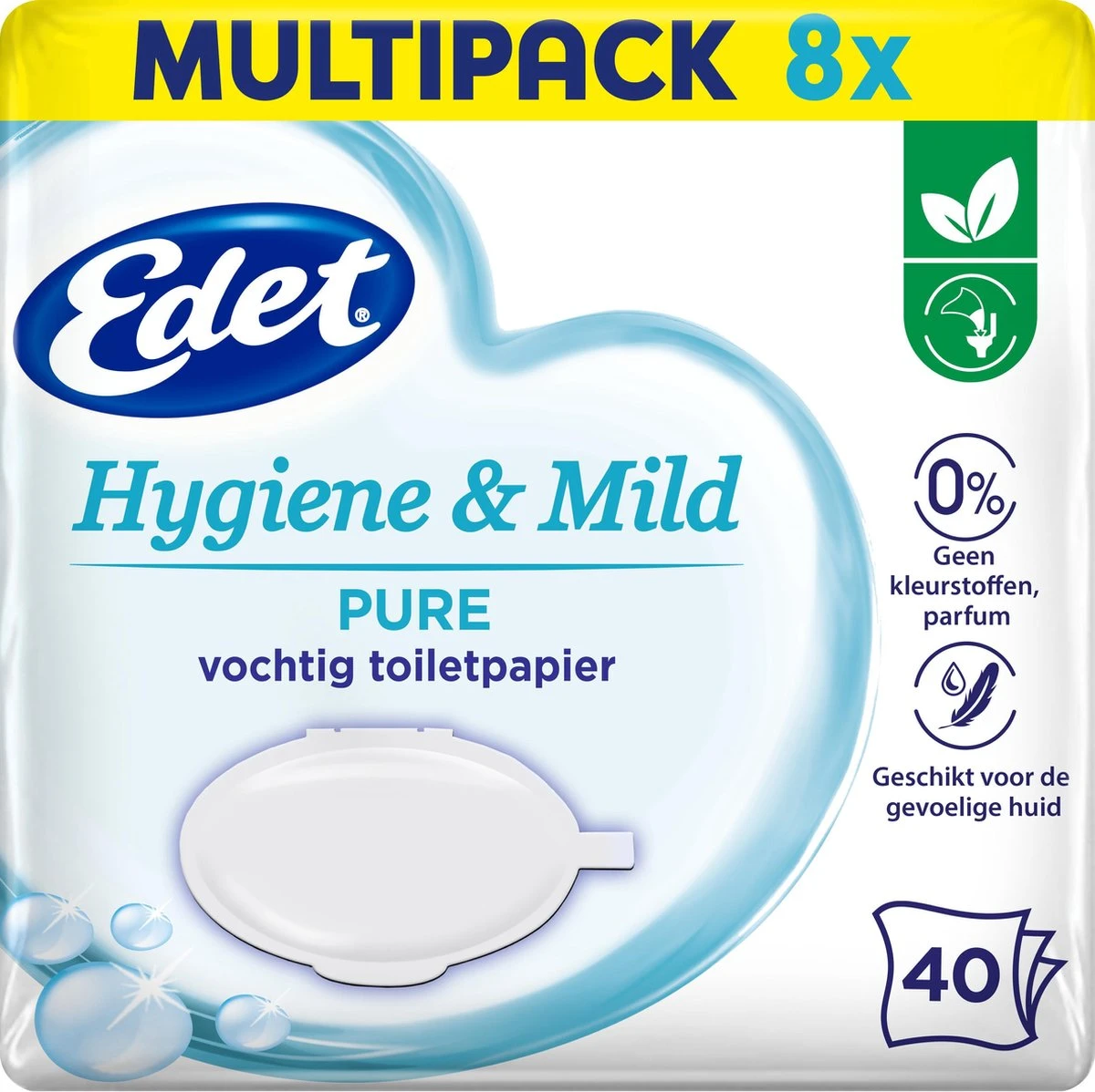 Edet Pure Vochtig Toiletpapier - 8 X 40 Stuks - Halfjaar Voorraad 3 Edet Pure Vochtig Toiletpapier - 8 X 40 Stuks - Halfjaar Voorraad