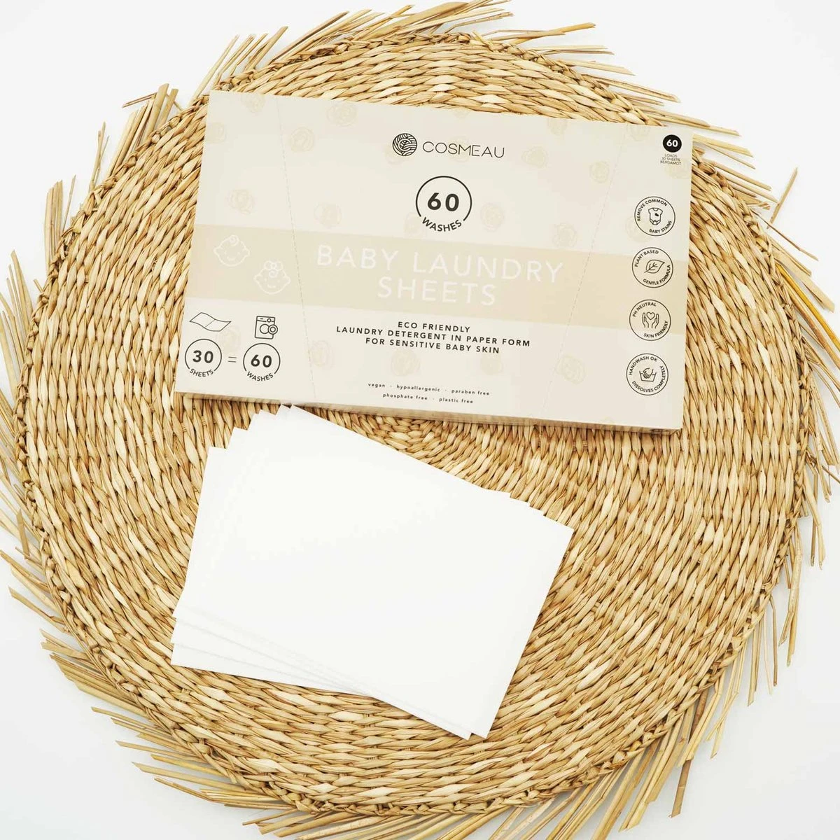 Cosmeau Baby Wasmiddel Wasstrips 60 Wasbeurten Bergamot Wasvellen Detergent Sheets Eco Laundry Strips - Kids Peuters Baby 6 Cosmeau Baby Wasmiddel Wasstrips 60 Wasbeurten Bergamot Wasvellen Detergent Sheets Eco Laundry Strips - Kids Peuters Baby - Afbeelding 4