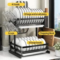 TammaT - Afdruiprek Met Lekbak 2 Laags – Inklapbaar - Afwasrek – Met 2 Lekbakken – Extra Accessories Voor Servies En Snijplanken - RVS - 38x35x26,5cm 24 TammaT - Afdruiprek Met Lekbak 2 Laags – Inklapbaar - Afwasrek – Met 2 Lekbakken – Extra Accessories Voor Servies En Snijplanken - RVS - 38x35x26,5cm -Dagelijkse Benodigdheden Winkel 1200x1200 220