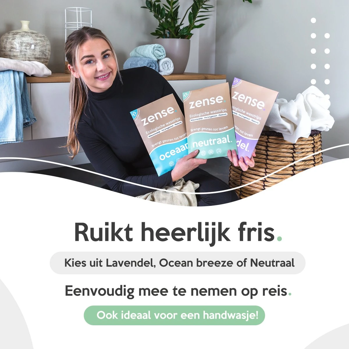 Zense Eco Wasmiddel Wasstrips - 72 Grote Wasbeurten - Ocean Breeze 6 Zense Eco Wasmiddel Wasstrips - 72 Grote Wasbeurten - Ocean Breeze - Afbeelding 4