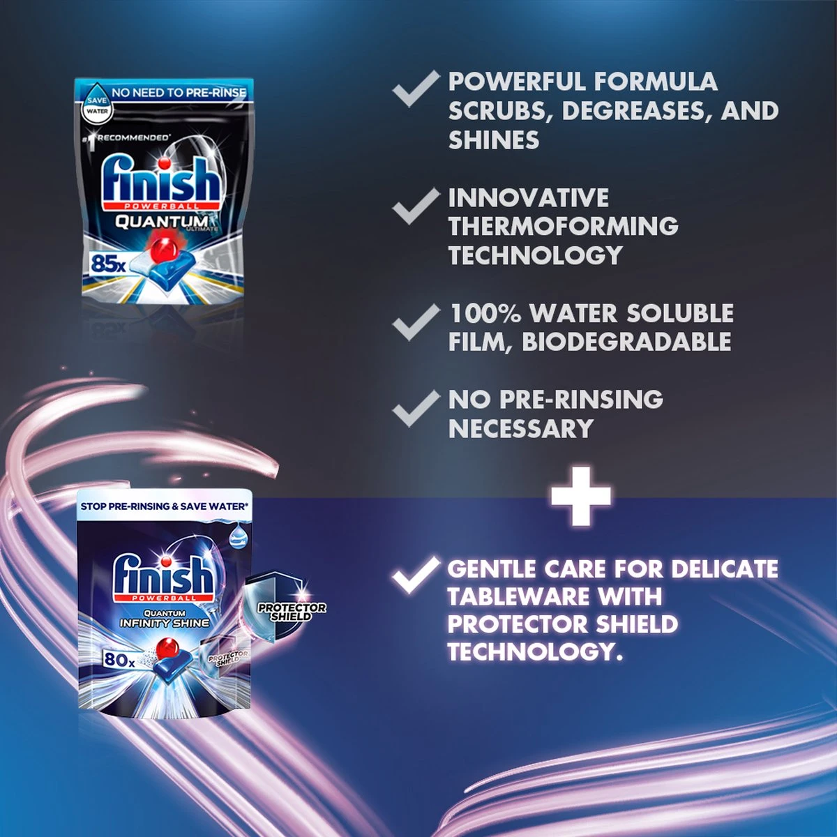 Finish Quantum Ultimate Infinity Shine Vaatwastabletten - 80 Capsules 8 Finish Quantum Ultimate Infinity Shine Vaatwastabletten - 80 Capsules - Afbeelding 6