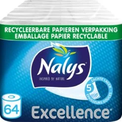 Nalys Excellence Maxi-Vellen Toiletpapier - 5 Lagen - 64 Rollen - Papieren Verpakking -Dagelijkse Benodigdheden Winkel 1200x1200 535