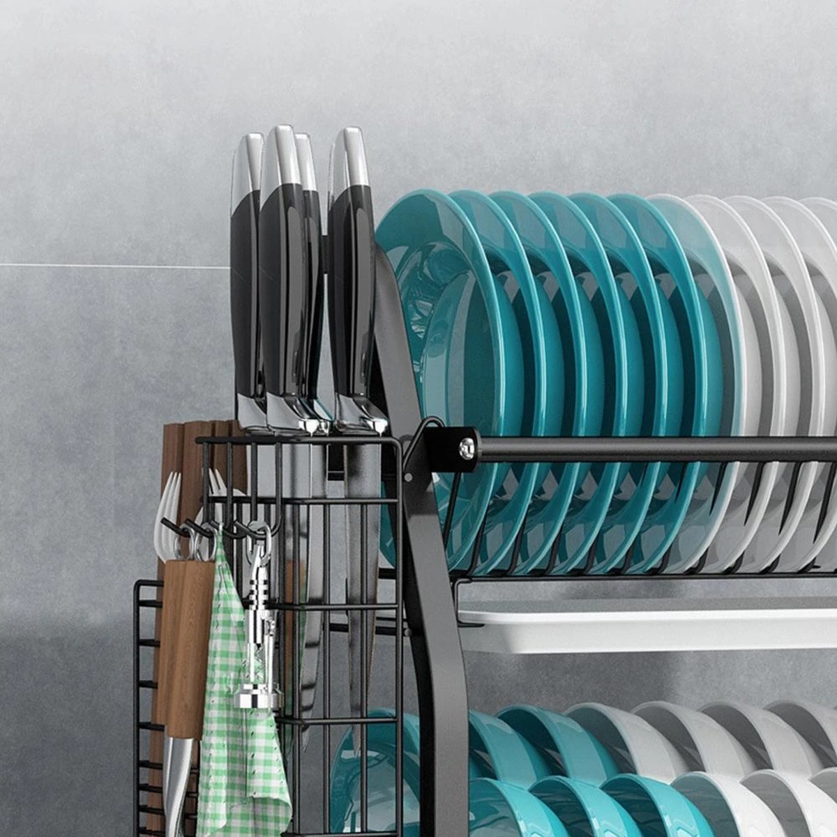 Merkloos Afdruiprek - Afdruiprek Met Lekbak - Afwas - Metaal - Zwart - RVS Afwasrek 6 Merkloos Afdruiprek - Afdruiprek Met Lekbak - Afwas - Metaal - Zwart - RVS Afwasrek - Afbeelding 4