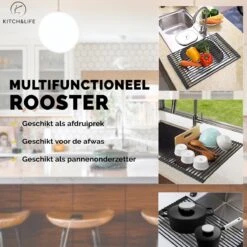 Kitch&Life Afdruiprek Oprolbaar - Mat Zwart - Pannenonderzetter - Afdruipmat - Keukenrek 3-in-1 13 Kitch&Life Afdruiprek Oprolbaar - Mat Zwart - Pannenonderzetter - Afdruipmat - Keukenrek 3-in-1 -Dagelijkse Benodigdheden Winkel 1200x1200 65