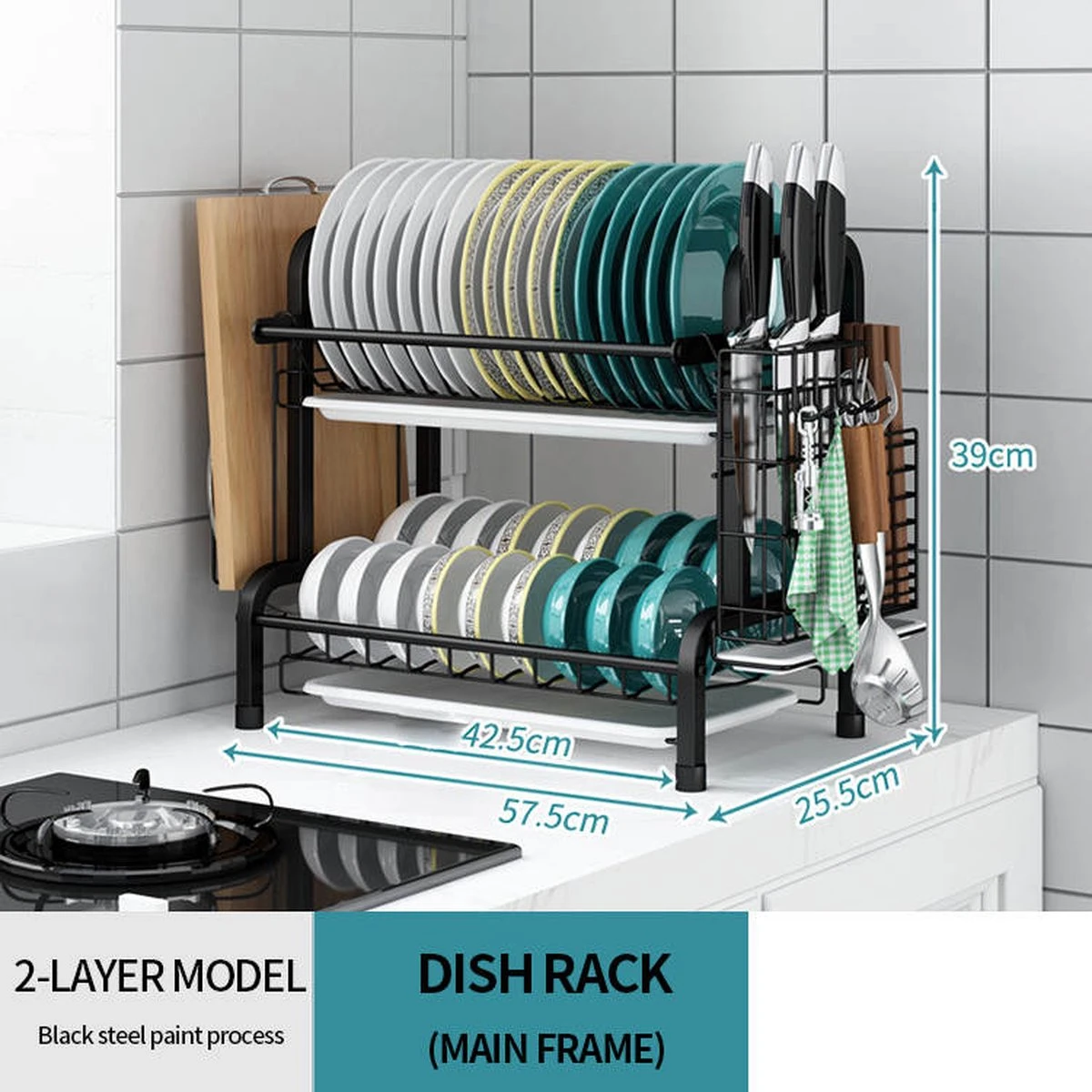 Merkloos Afdruiprek - Afdruiprek Met Lekbak - Afwas - Metaal - Zwart - RVS Afwasrek 7 Merkloos Afdruiprek - Afdruiprek Met Lekbak - Afwas - Metaal - Zwart - RVS Afwasrek - Afbeelding 5