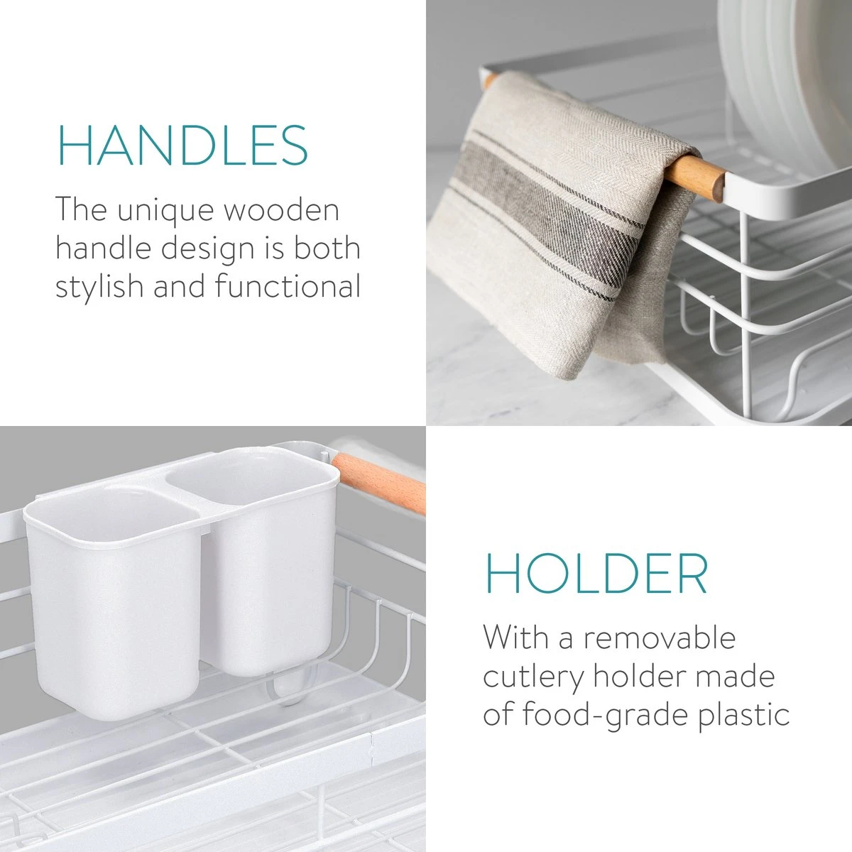 Navaris Afdruiprek Met Uitneembare Bestekhouder - Afwasrek Met Losse Lekbak - Vaatwasrek Met Plateau - Voor Bestek, Borden, Schalen En Pannen 4 Navaris Afdruiprek Met Uitneembare Bestekhouder - Afwasrek Met Losse Lekbak - Vaatwasrek Met Plateau - Voor Bestek, Borden, Schalen En Pannen - Afbeelding 2