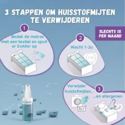 Exaller Anti Huisstofmijt Spray 150ml - 100% Natuurlijk Huismijt Bestrijder - Klinisch Getest - Behandeling En Preventie Van Huisstofmijtallergie -Dagelijkse Benodigdheden Winkel 1200x1200 854