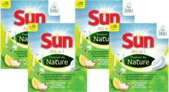 SUN® Sun All-In-1 Powered By Nature Eco Vaatwastabletten - 4 X 20 Tabletten - Voordeelverpakking