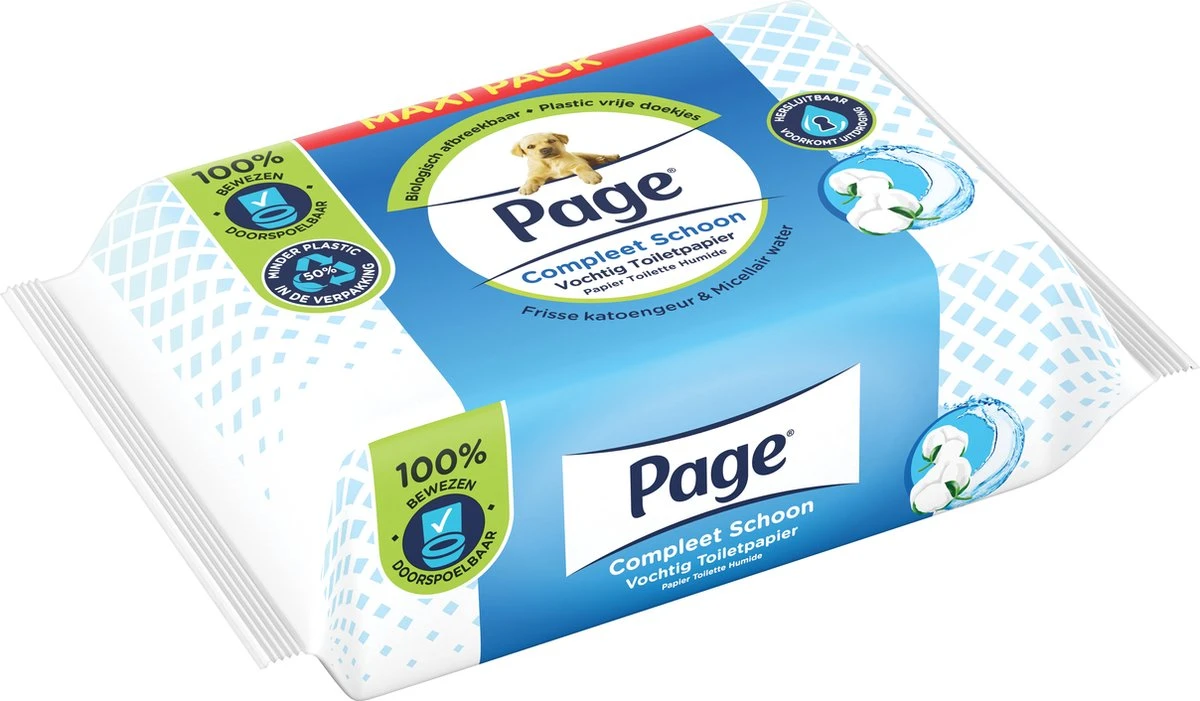 Page Vochtig Toiletpapier - 6 X 74 Stuks - Compleet Schoon Maxi Vochtig Wc Papier - Voordeelverpakking 5 Page Vochtig Toiletpapier - 6 X 74 Stuks - Compleet Schoon Maxi Vochtig Wc Papier - Voordeelverpakking - Afbeelding 3