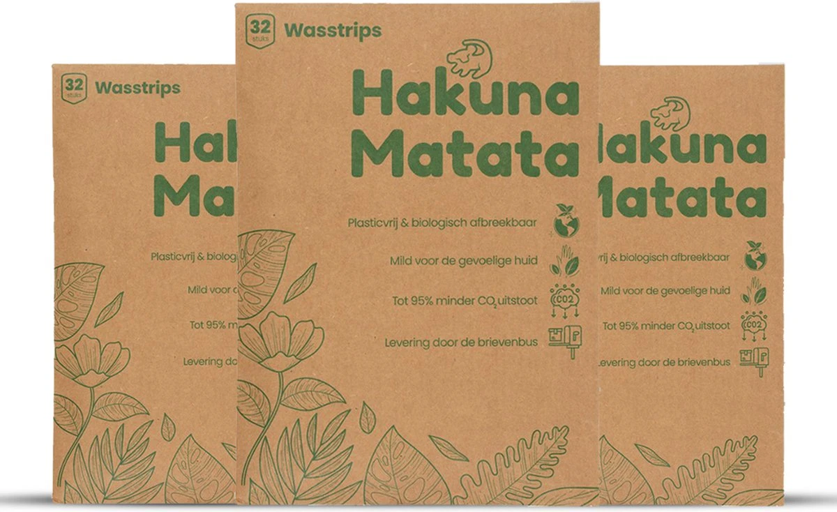 Hakuna Matata Wasmiddel 96 - Compressed - Wasstrips - Voordeelverpakking - Eco Wasmiddel Wit En Kleur - Laundry Strips 3 Hakuna Matata Wasmiddel 96 - Compressed - Wasstrips - Voordeelverpakking - Eco Wasmiddel Wit En Kleur - Laundry Strips