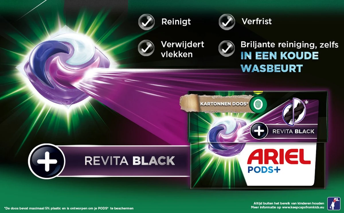 Ariel Wasmiddel Pods + Revitablack - Voor De Zwarte Was - 4 X 28 Wasbeurten - Voordeelverpakking 9 Ariel Wasmiddel Pods + Revitablack - Voor De Zwarte Was - 4 X 28 Wasbeurten - Voordeelverpakking - Afbeelding 7