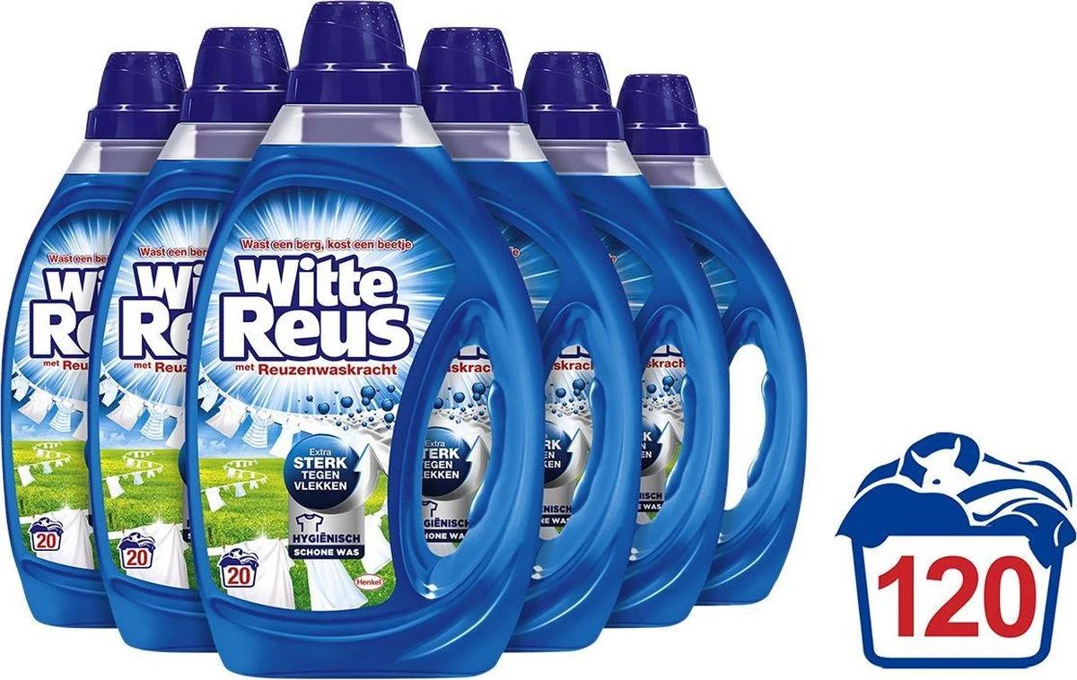 Witte Reus Gel - Vloeibaar Wasmiddel - Voordeelverpakking - 6 X 20 Wasbeurten 10 Witte Reus Gel - Vloeibaar Wasmiddel - Voordeelverpakking - 6 X 20 Wasbeurten - Afbeelding 8