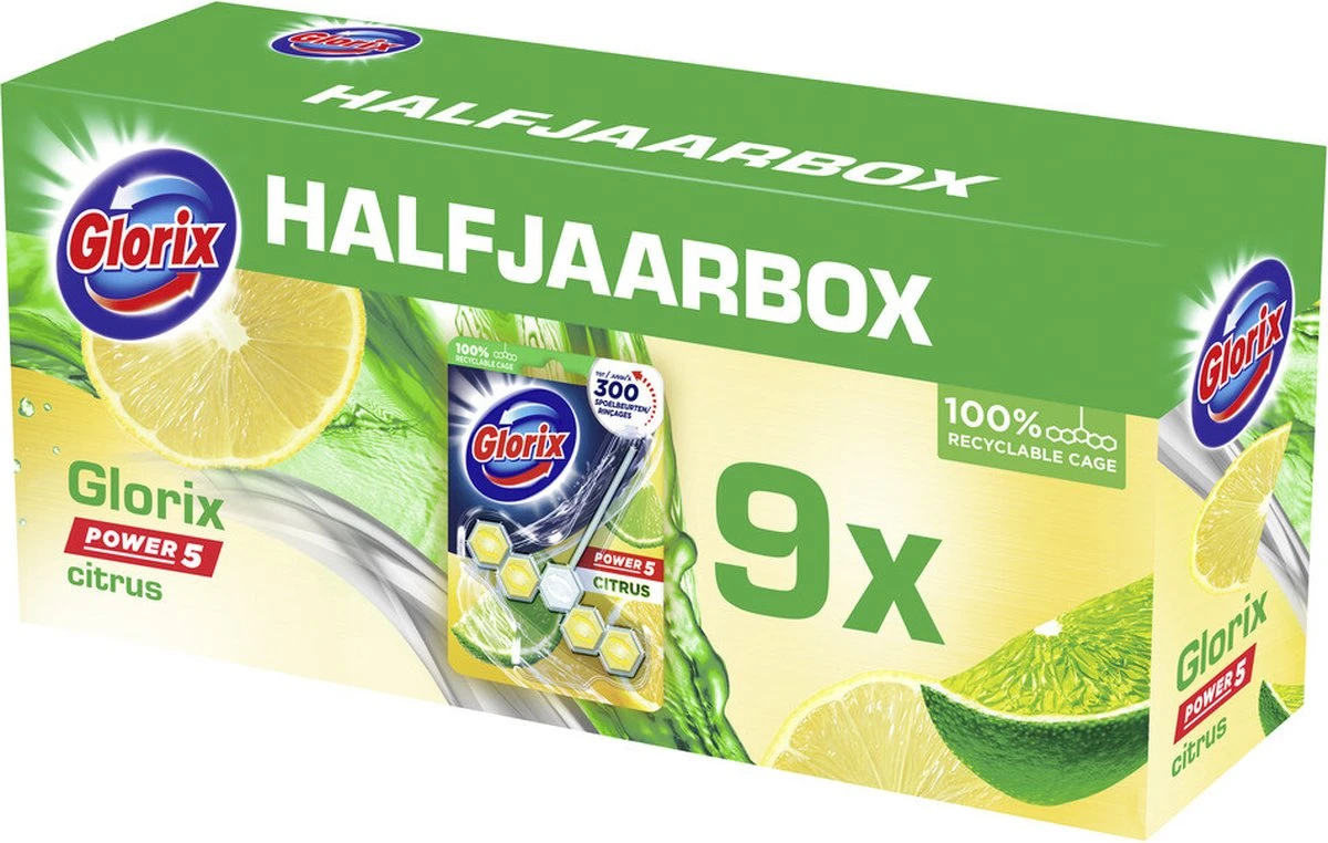 Glorix Power 5 Toiletblokken - Citroen - 9 Stuks - Voordeelverpakking 9 Glorix Power 5 Toiletblokken - Citroen - 9 Stuks - Voordeelverpakking - Afbeelding 7