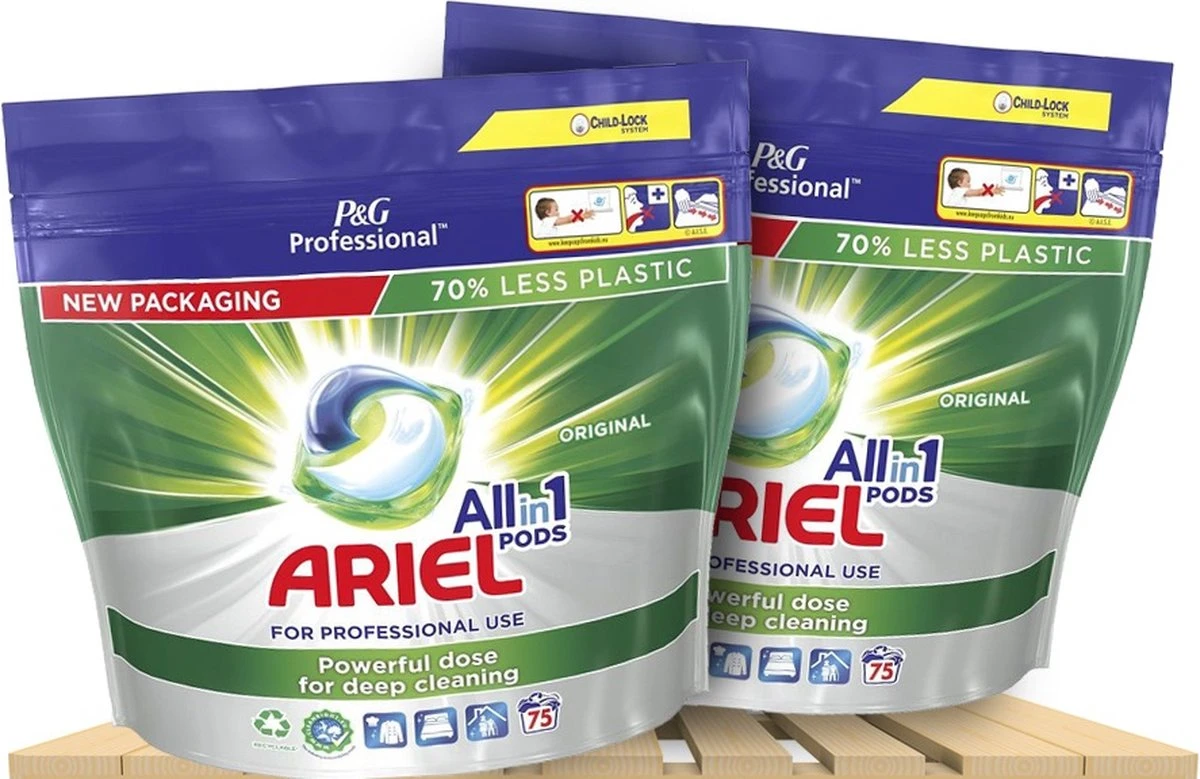 Ariel All In 1 Pods Regular - 2x75 Wasbeurten - Voordeelverpakking 3 Ariel All In 1 Pods Regular - 2x75 Wasbeurten - Voordeelverpakking
