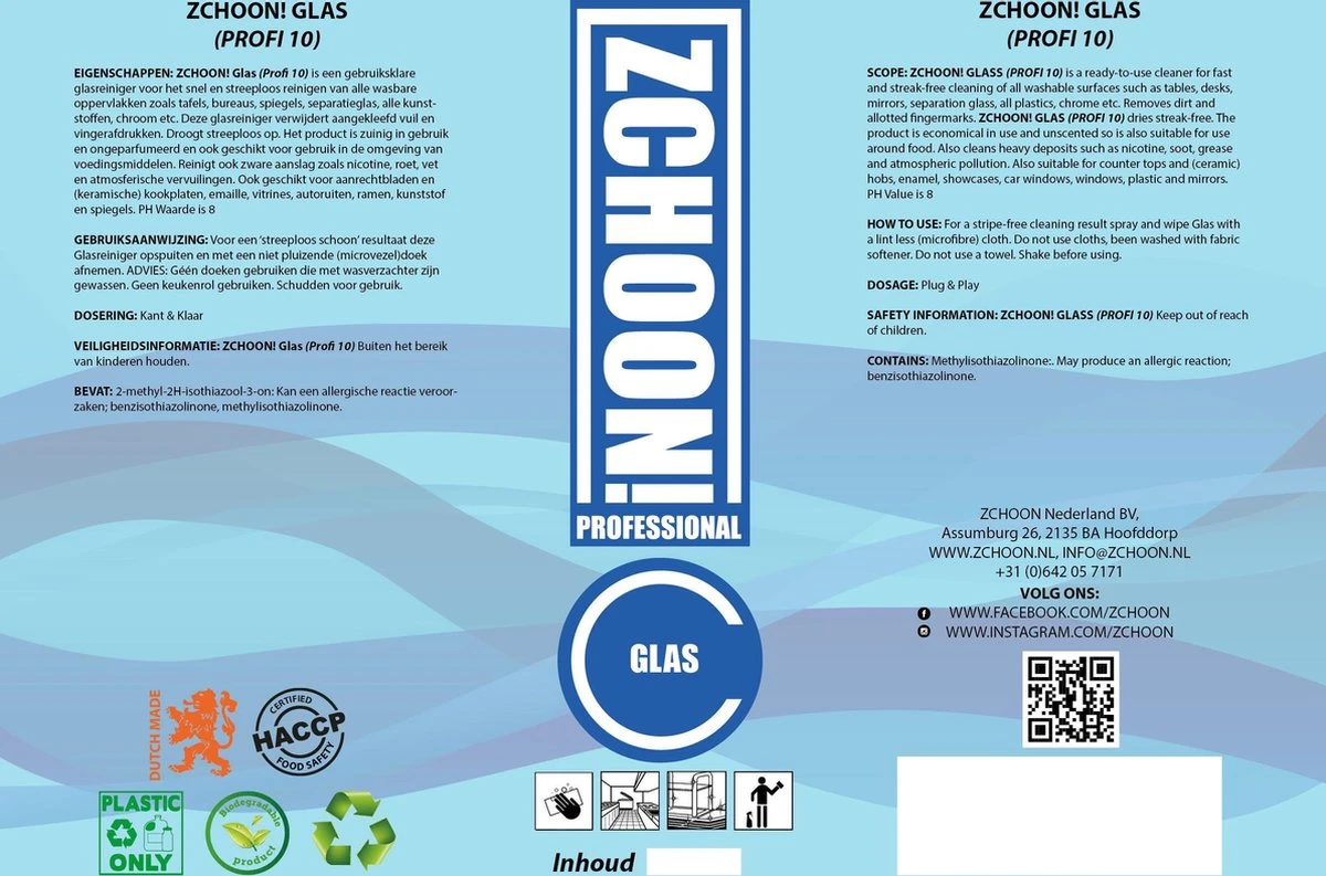 Zchoon - Professionele Glasreiniger - Milieu Bewust - Milieu Vriendelijk - Biologisch Afbreekbaar - Absoluut Residu Vrij - Streeploos - Voordeelverpakking 4 Zchoon - Professionele Glasreiniger - Milieu Bewust - Milieu Vriendelijk - Biologisch Afbreekbaar - Absoluut Residu Vrij - Streeploos - Voordeelverpakking - Afbeelding 2