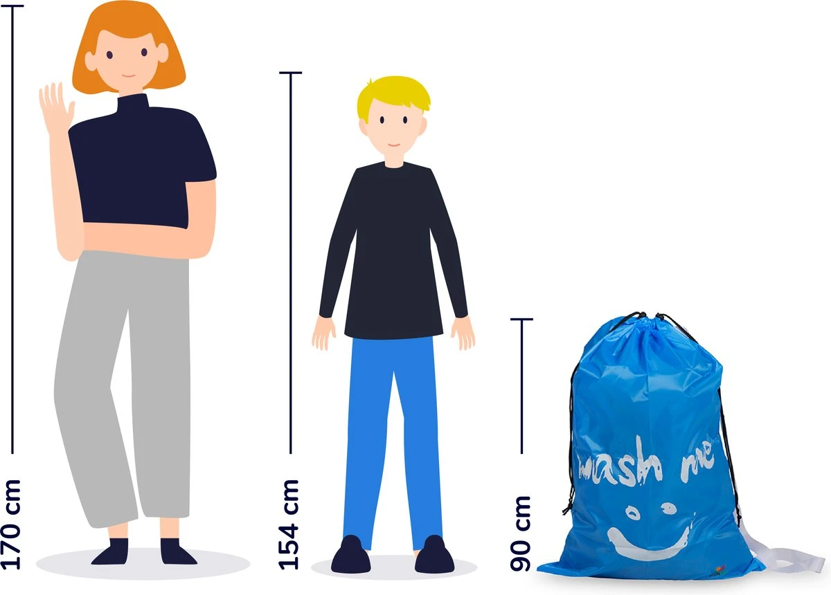 Wonair - Grote Waszak - 60x90cm - Hemelsblauw - Met Trekkoord En Draagband 9 Wonair - Grote Waszak - 60x90cm - Hemelsblauw - Met Trekkoord En Draagband - Afbeelding 7