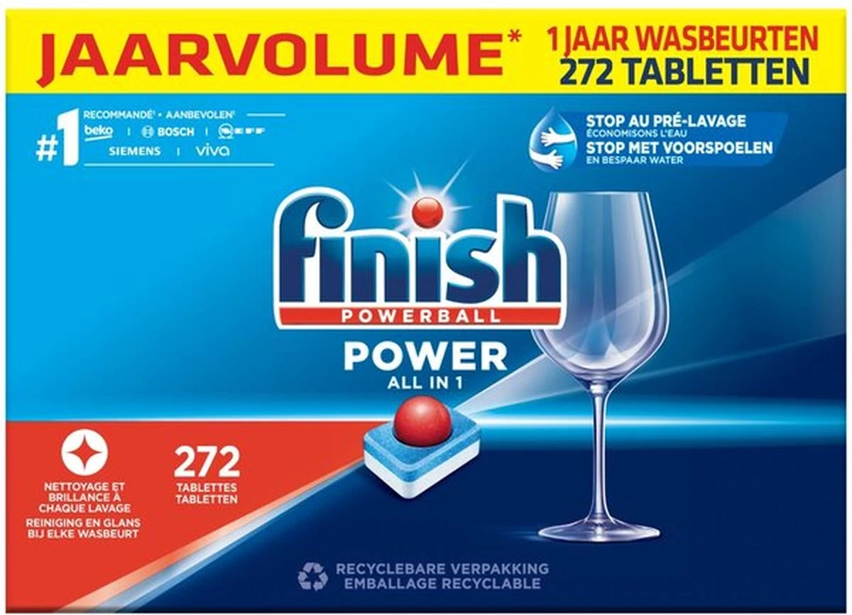 FINISH POWERBALL POWER ALL IN 1 VAATWASTABLETTEN - 272 Stuks 3 FINISH POWERBALL POWER ALL IN 1 VAATWASTABLETTEN - 272 Stuks